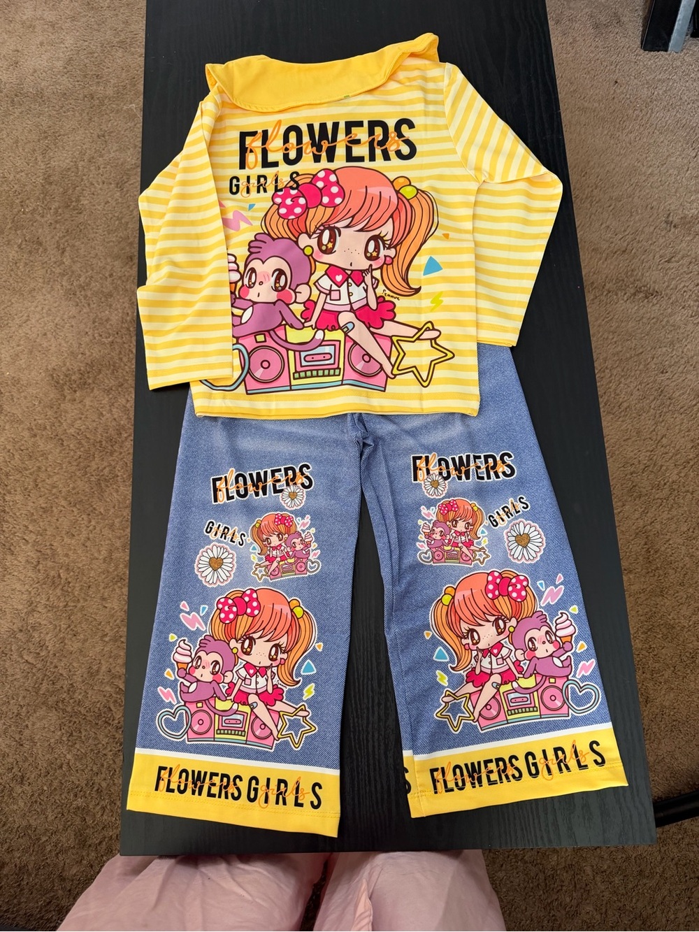 Pants Set - "Flowers Girls" soft fabric light weight comfy
